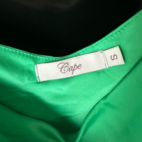 green Sateen midi dress - Picture 2 of 2